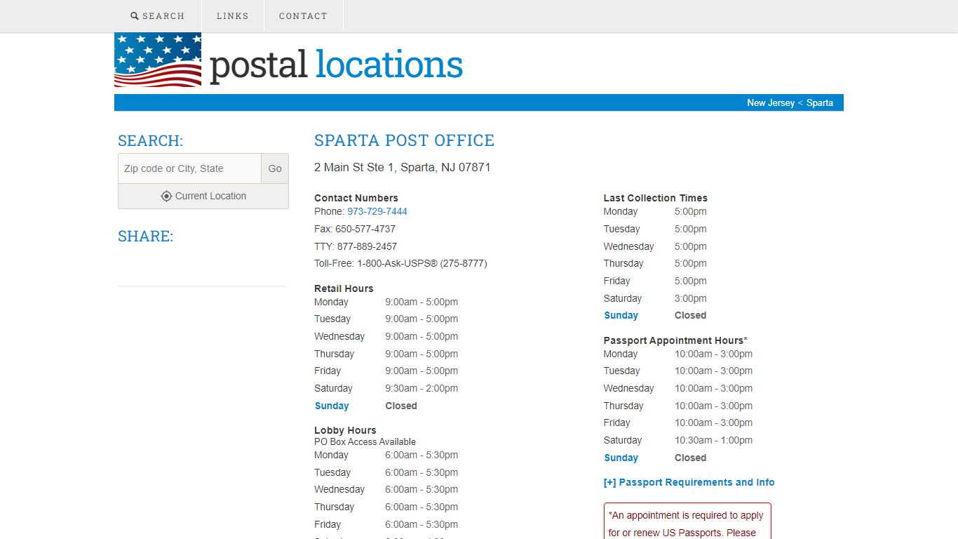 Post Office in Sparta, NJ - Hours and Location - Postal Locations