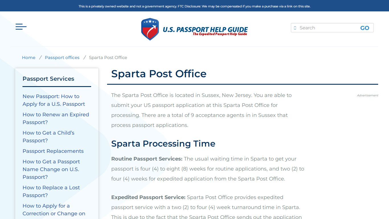 Sparta Post Office - U.S. Passport Help Guide